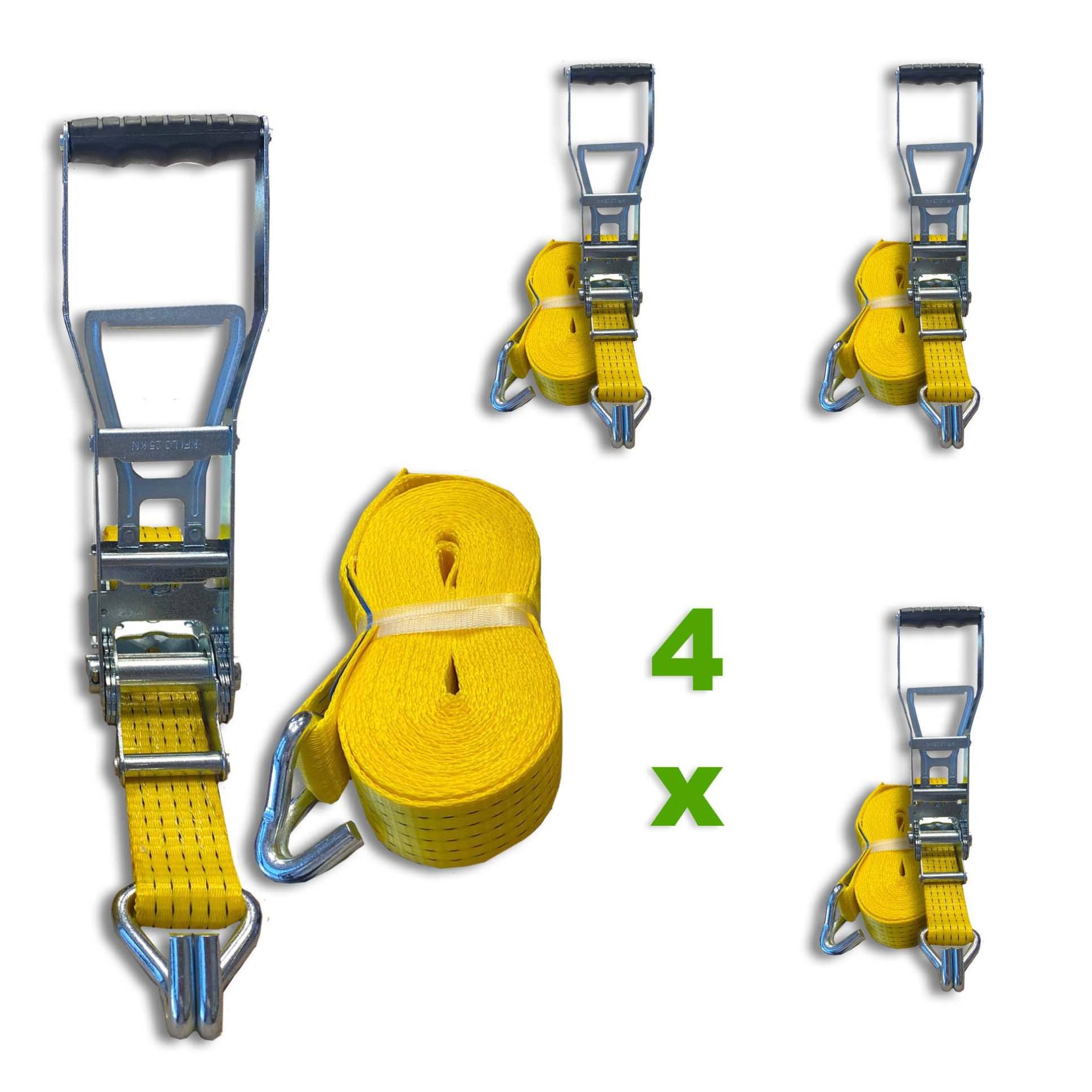 Trupa 4 x Spanngurt 5to 8m Langhebelratsche gelb 2500/5000 daN von Trupa