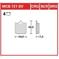 Bremsbelagsatz TRW MCB721SCR Keine Straßenzulassung von Trw