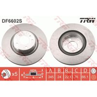 Bremsscheibe TRW DF6602S hinten, belüftet, hochkarbonisiert, 1 Stück von Trw