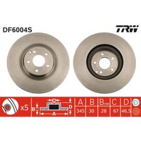 Bremsscheibe TRW DF6004S vorne, belüftet, 1 Stück von Trw