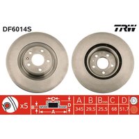 Bremsscheibe TRW DF6014S vorne, belüftet, 1 Stück von Trw