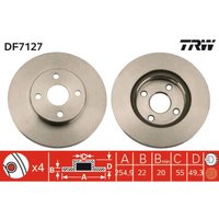 Bremsscheibe TRW DF7127 vorne, belüftet, 1 Stück von Trw