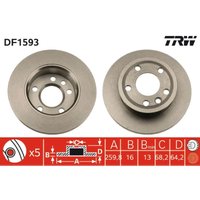 Bremsscheibe TRW DF1593 vorne, voll, 1 Stück von Trw