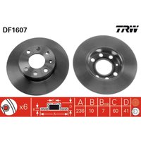 Bremsscheibe TRW DF1607 vorne, voll, 1 Stück von Trw