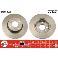 Bremsscheibe TRW DF1744 vorne, voll, 1 Stück von Trw