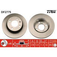 Bremsscheibe TRW DF2775 vorne, voll, 1 Stück von Trw