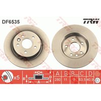 Bremsscheibe TRW DF6535 hinten, voll, 1 Stück von Trw