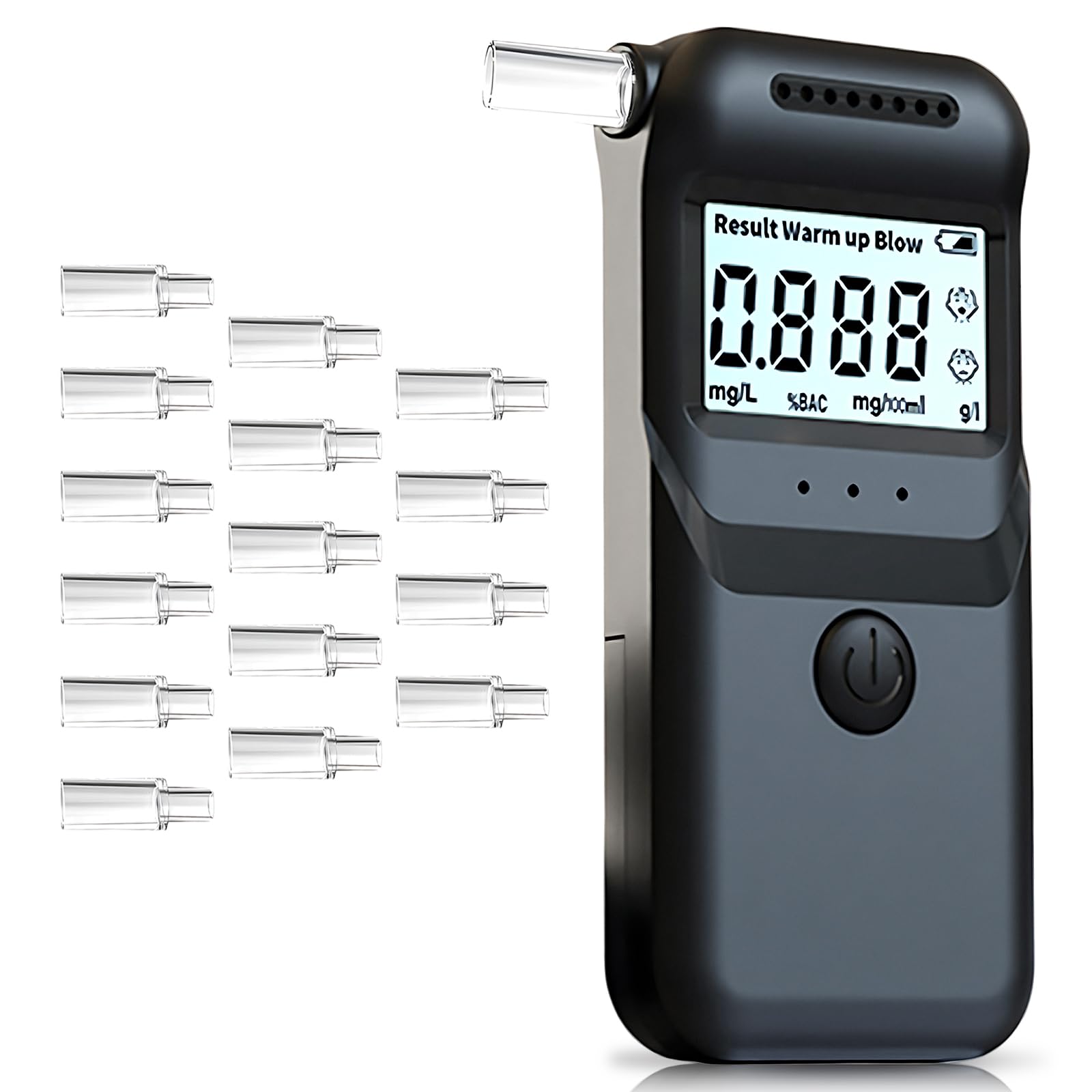 Trywise Polizeigenauer Alkoholtester mit 15 Mundstücken,Alcohol Tester mit LCD-Bildschirm,Digitaler Alkoholtester mit LED-Notbeleuchtung für Persönliche Alkoholtests zur Gewährleistung Einer Siche von Trywise