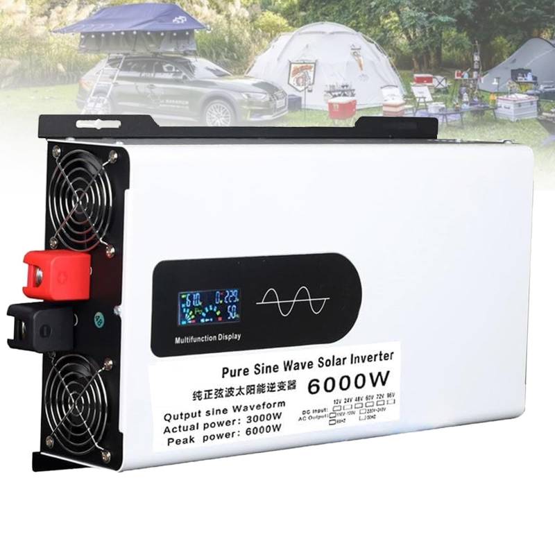 Wechselrichter Reiner Sinus 5000W 6000W 8000W 10000W 12000W Spannungswandler DC 12V 24V 48V 60V 72V 96V auf 220V 230V 240V AC Inverter KFZ Umwandler Stromwandler Konverter mit LED,Steckdose(6000W,24Vt von Tsampa