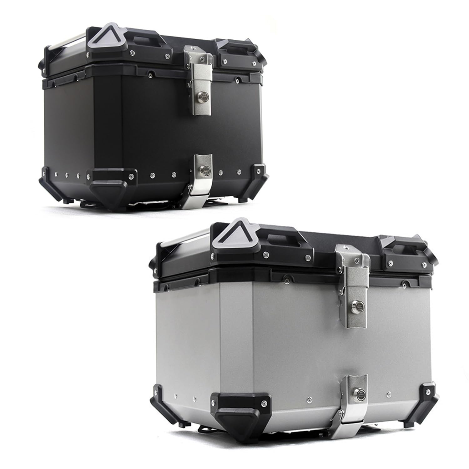 Wasserdicht Topcase Motorrad, 28L 36L 45L Abschließbar Motorradkoffer, Alu Motorrad Topcase ,Motorrad-Heckbox mit großer Kapazität, multifunktionaler Kofferraum-Tour-Aufbewahrungskoffer -Silber||55L von TsoLAY