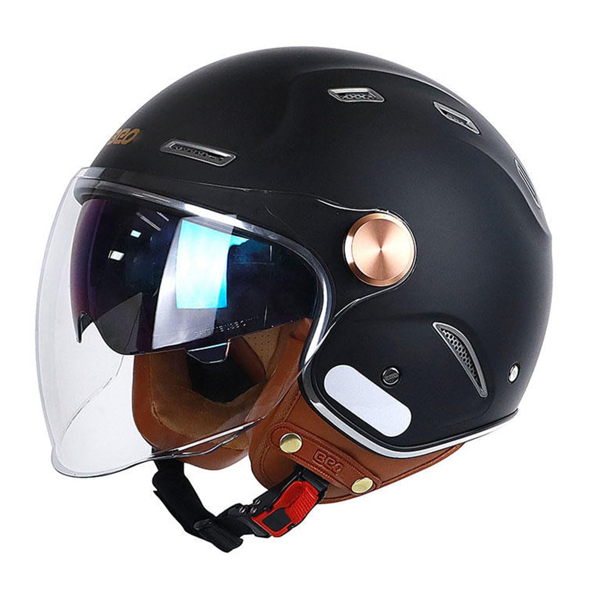 Motorradhelme , 3/4 Retro-Motorradhelm for Erwachsene und Jugendliche V-espa Offenes Gesicht Männer Frauen Halbhelm Schnellverschluss Straßenfahrradhelm DOT-geprüfter leichter Moped-Roller C-ruiser Je von Tu Ye