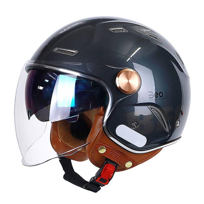 Motorradhelme , 3/4 Retro-Motorradhelm for Erwachsene und Jugendliche V-espa Offenes Gesicht Männer Frauen Halbhelm Schnellverschluss Straßenfahrradhelm DOT-geprüfter leichter Moped-Roller C-ruiser Je von Tu Ye