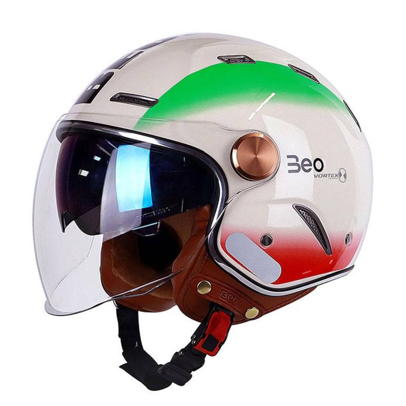 Motorradhelme , 3/4 Retro-Motorradhelm for Erwachsene und Jugendliche V-espa Offenes Gesicht Männer Frauen Halbhelm Schnellverschluss Straßenfahrradhelm DOT-geprüfter leichter Moped-Roller C-ruiser Je von Tu Ye