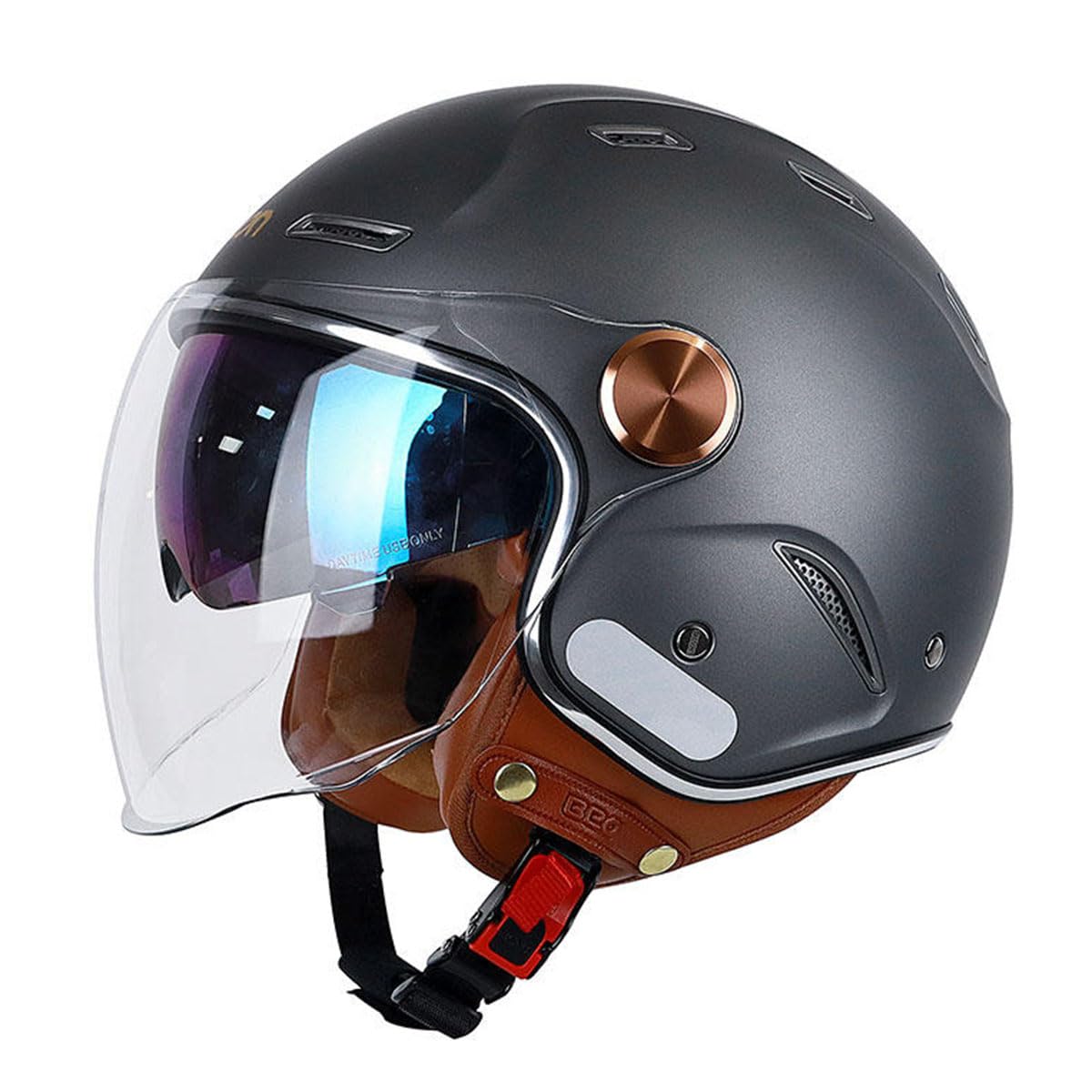 Motorradhelme , 3/4 Retro-Motorradhelm for Erwachsene und Jugendliche V-espa Offenes Gesicht Männer Frauen Halbhelm Schnellverschluss Straßenfahrradhelm DOT-geprüfter leichter Moped-Roller C-ruiser Je von Tu Ye