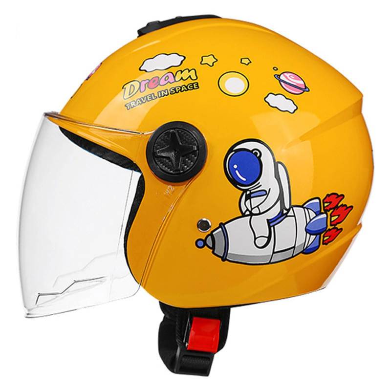 Motorradhelme , 3/4 V-espa Jugend Kinder Motorradhelm Retro Jethelm mit offenem Gesicht Jungen Mädchen DOT/ECE-geprüfter elektrischer bequemer Halbhelm C-ruiser ATV C-hopper Scooter Moped Kinderhelm(K von Tu Ye