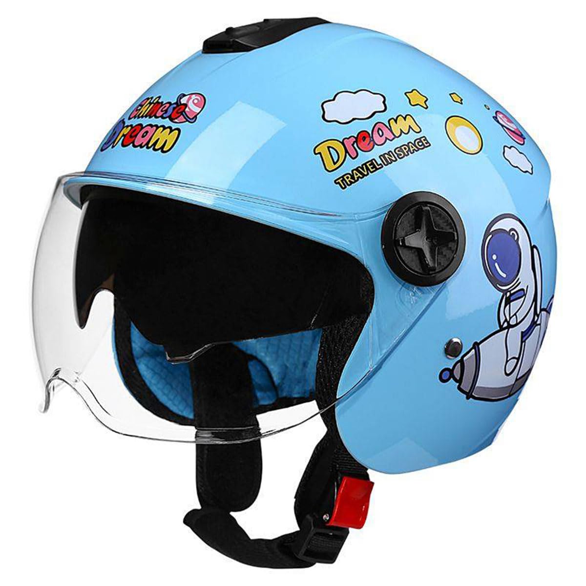 Motorradhelme , 3/4 V-espa Jugend Kinder Motorradhelm Retro Jethelm mit offenem Gesicht Jungen Mädchen DOT/ECE-geprüfter elektrischer bequemer Halbhelm C-ruiser ATV C-hopper Scooter Moped Kinderhelm(N von Tu Ye