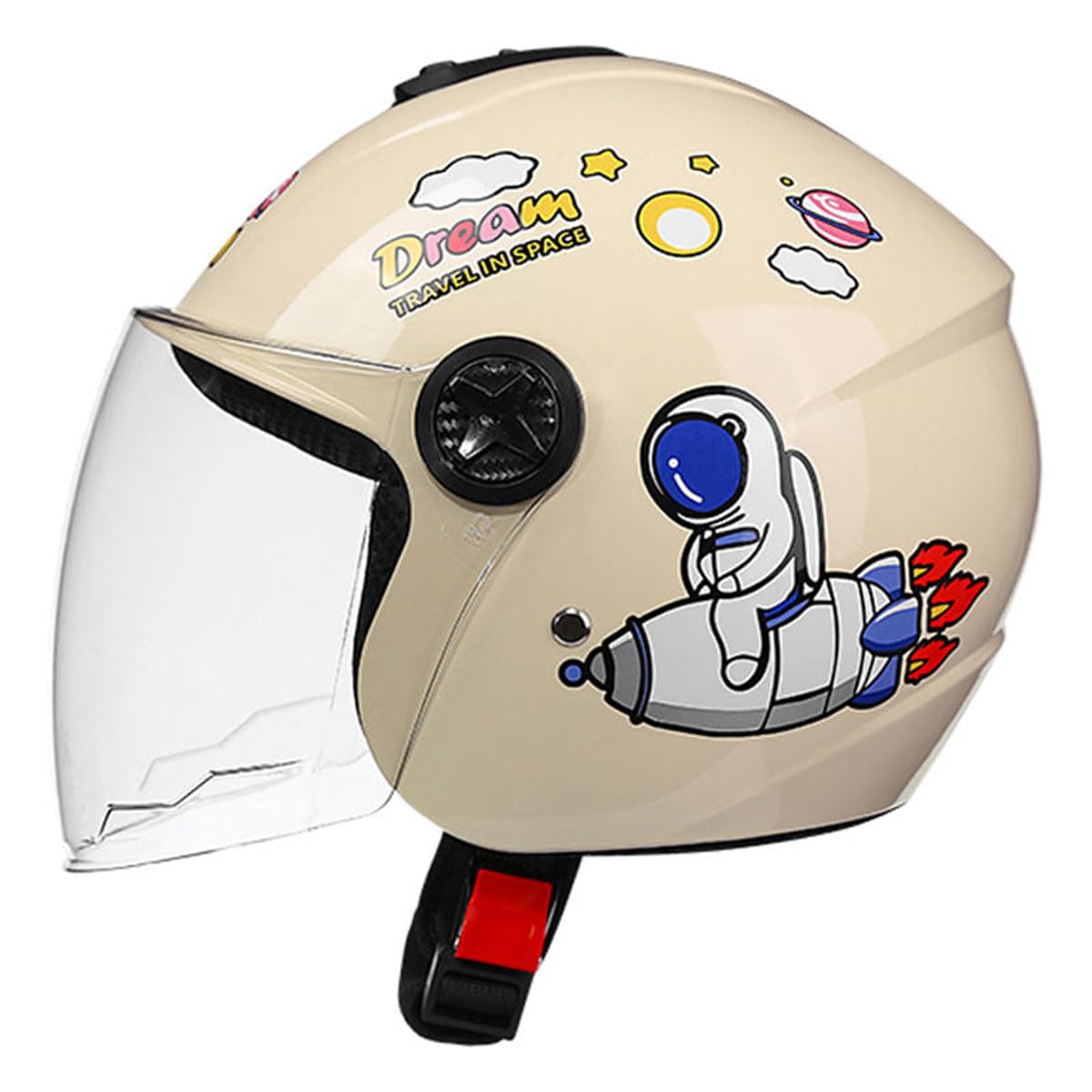 Motorradhelme , 3/4 V-espa Jugend Kinder Motorradhelm Retro Jethelm mit offenem Gesicht Jungen Mädchen DOT/ECE-geprüfter elektrischer bequemer Halbhelm C-ruiser ATV C-hopper Scooter Moped Kinderhelm(L von Tu Ye