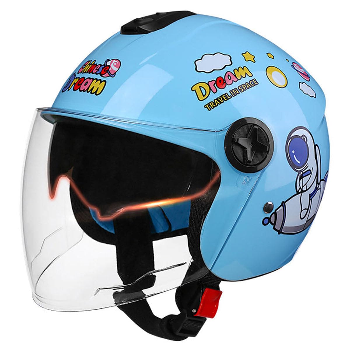 Motorradhelme , 3/4 V-espa Jugend Kinder Motorradhelm Retro Jethelm mit offenem Gesicht Jungen Mädchen DOT/ECE-geprüfter elektrischer bequemer Halbhelm C-ruiser ATV C-hopper Scooter Moped Kinderhelm(B von Tu Ye