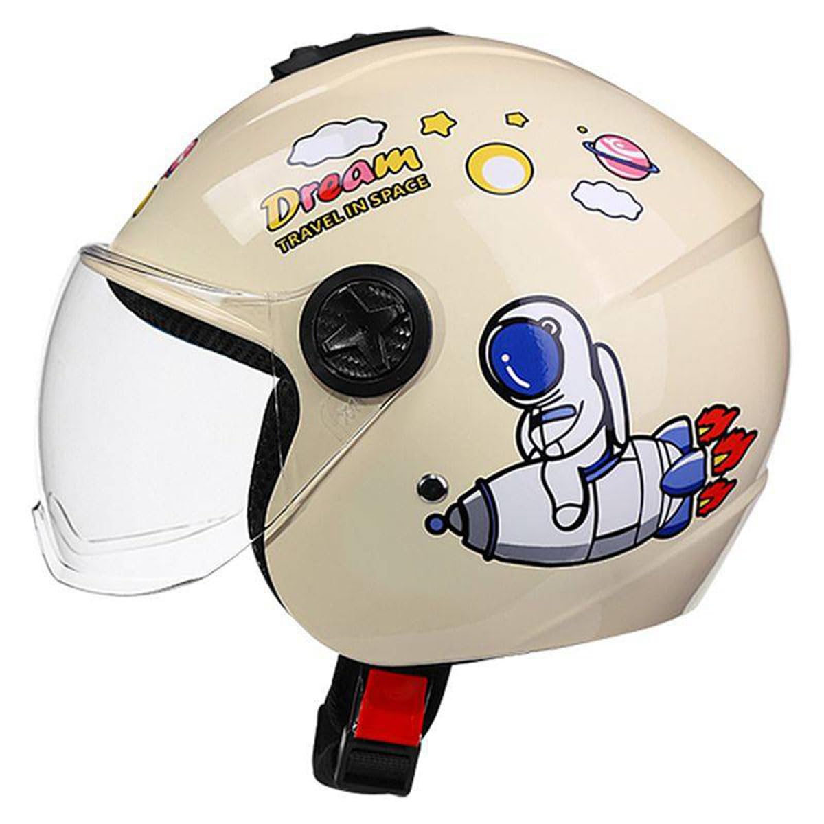 Motorradhelme , 3/4 V-espa Jugend Kinder Motorradhelm Retro Jethelm mit offenem Gesicht Jungen Mädchen DOT/ECE-geprüfter elektrischer bequemer Halbhelm C-ruiser ATV C-hopper Scooter Moped Kinderhelm(X von Tu Ye