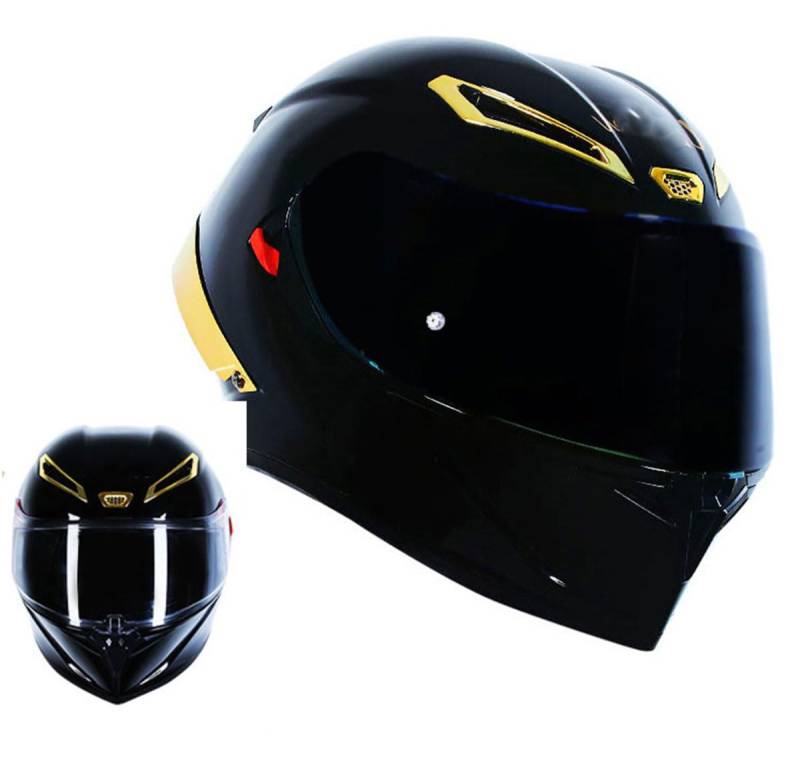 Motorradhelme , Farbiger Integralhelm for Motorradfahrer for Erwachsene, DOT-geprüft, Doppelvisier mit großem Leitwerk(A,X-Large) von Tu Ye