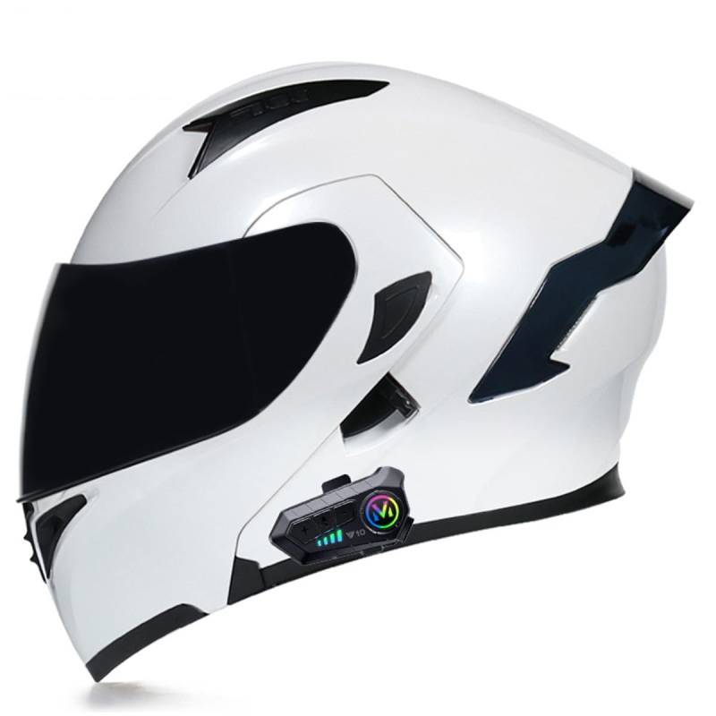 Motorradhelme , Integralhelm for Motorradfahrer for Männer und Frauen, DOT-geprüfter Antibeschlag-Helm mit Doppelvisier, integrierter Doppellautsprecher mit Mikrofon, Belüftung und Atmungsaktivität, f von Tu Ye