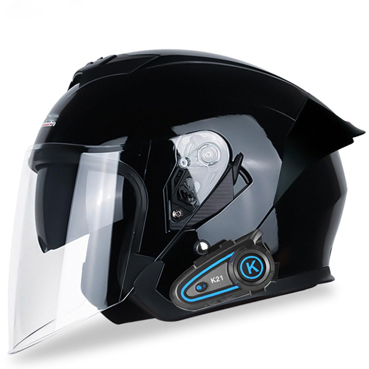 Motorradhelme , Low Profile Retro 3/4 Halbhelme, Offenes Gesicht Doppelvisier Motorrad V-espa Helm for Erwachsene Männer Frauen, DOT-geprüft for Roller C-ruiser Moped(E1,X-Large) von Tu Ye