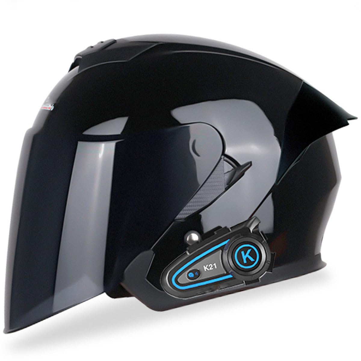 Motorradhelme , Low Profile Retro 3/4 Halbhelme, Offenes Gesicht Doppelvisier Motorrad V-espa Helm for Erwachsene Männer Frauen, DOT-geprüft for Roller C-ruiser Moped(E2,Large) von Tu Ye