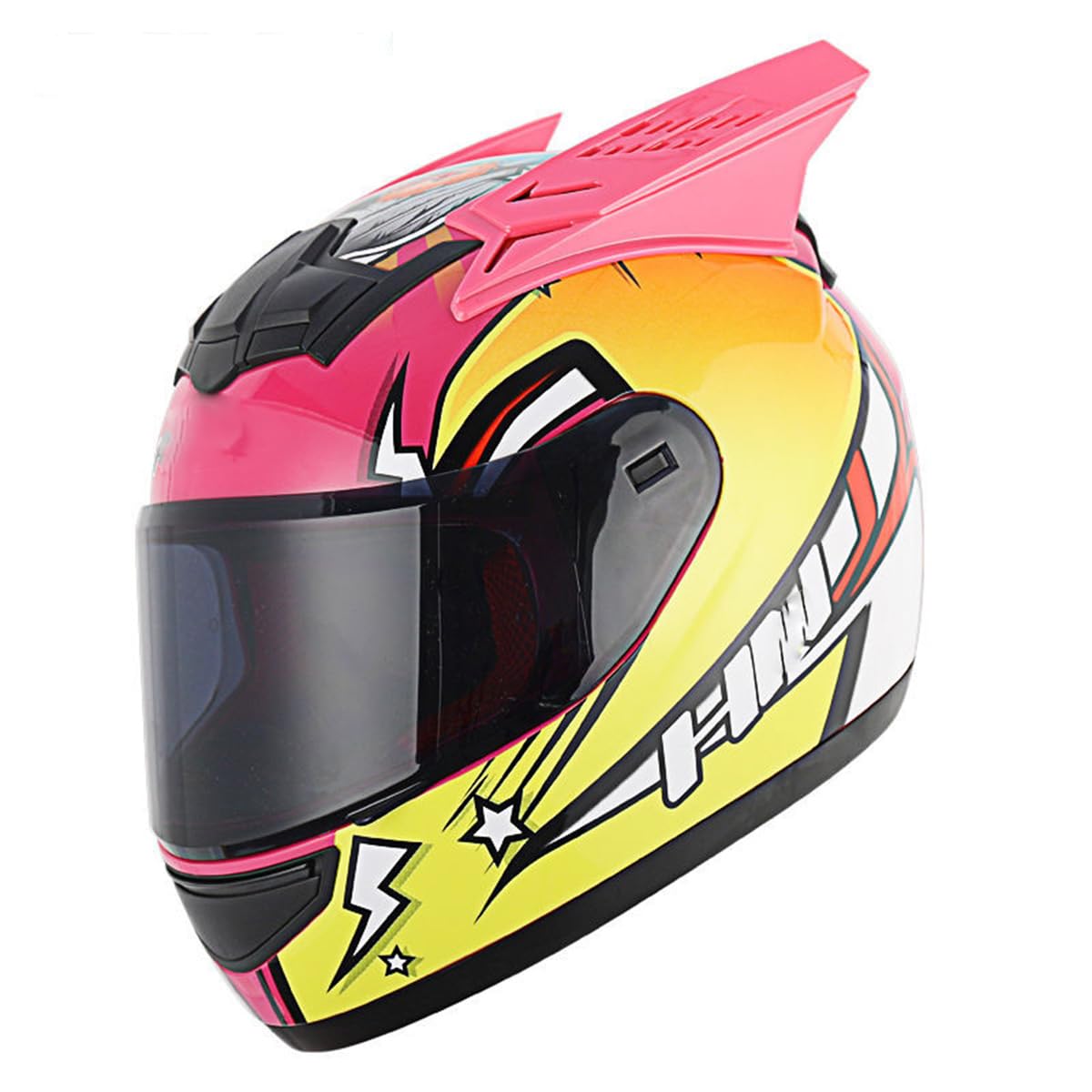 Motorradhelme , Männer Frauen personalisierte Katzenohr-Integralhelme for Motorräder, DOT-geprüfte Street Fashion, Buggy Racing C-Ruiser C-Hopper ATV-Helme(C,X-Large) von Tu Ye