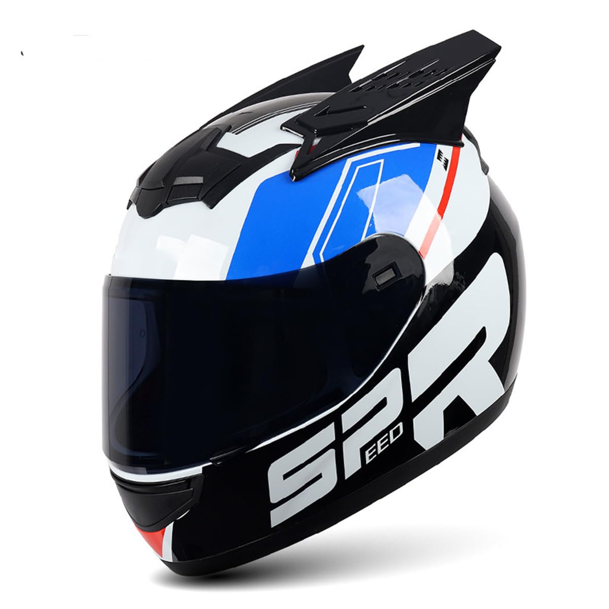 Motorradhelme , Männer Frauen personalisierte Katzenohr-Integralhelme for Motorräder, DOT-geprüfte Street Fashion, Buggy Racing C-Ruiser C-Hopper ATV-Helme(F,Medium) von Tu Ye