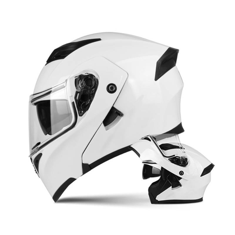 Motorradhelme , Modularer Integralhelm for Erwachsene mit DOT-Zulassung und Doppelvisier, hochklappbarer Motocrosshelm, 7 Farben(F,Large) von Tu Ye