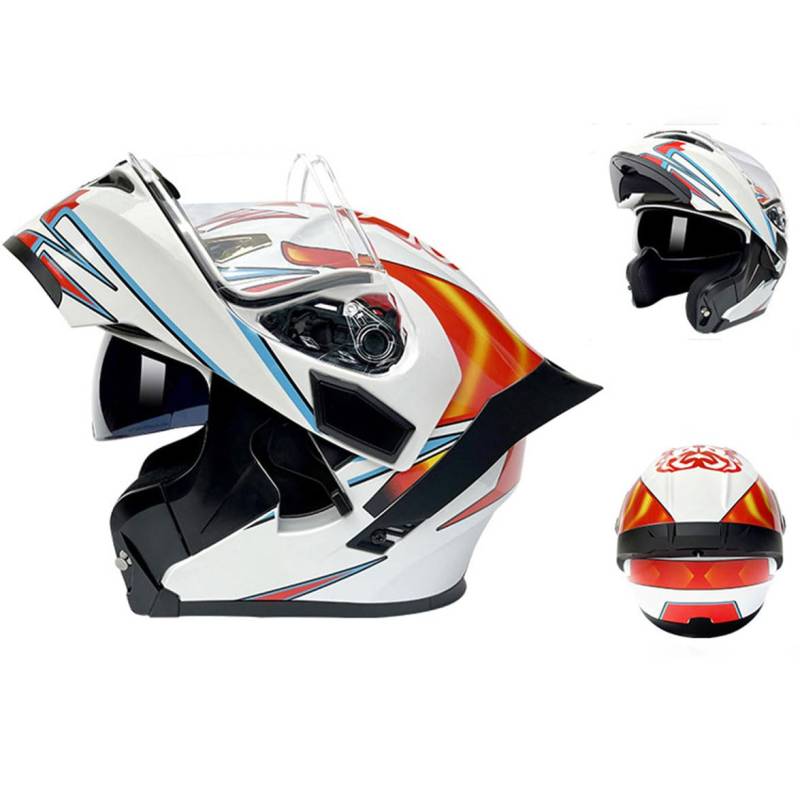 Motorradhelme , Modularer Integralhelm for Erwachsene mit Klappmechanismus und Doppelvisier, DOT-geprüft, for alle Jahreszeiten geeignet(F,Large) von Tu Ye