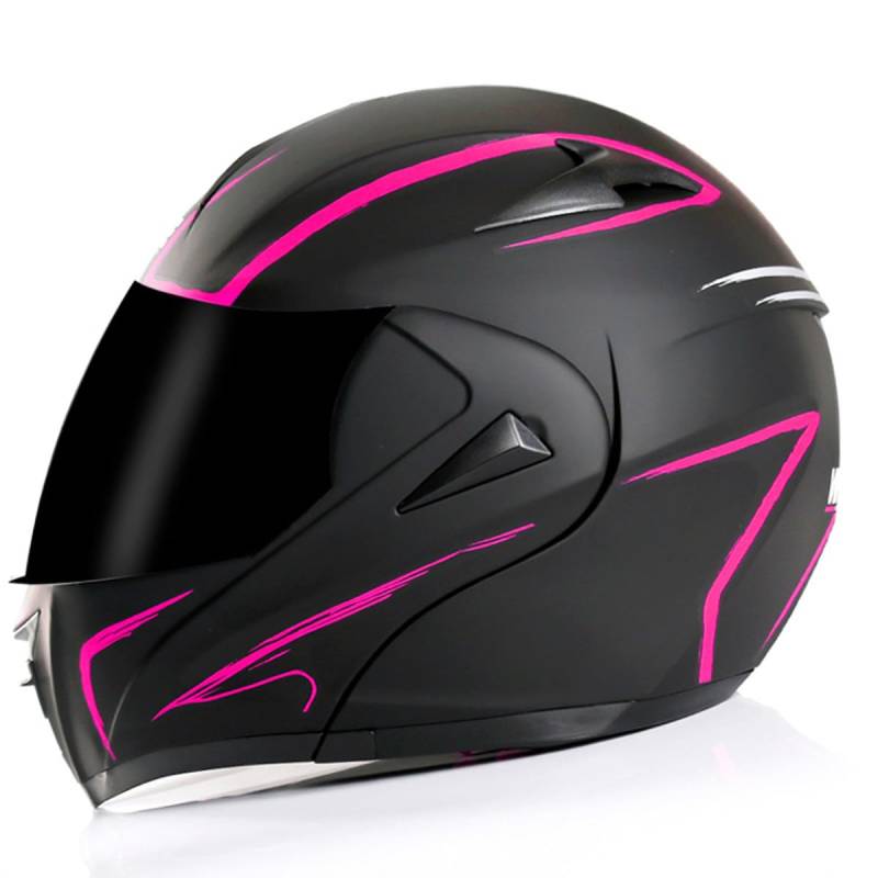 Motorradhelme , Modularer Integralhelm mit Doppelvisier for Hochklappen, DOT-geprüfter offener Motorradhelm, Unisex for Erwachsene(D,Large) von Tu Ye