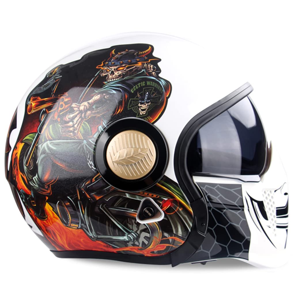 Motorradhelme , Motorrad-Integralhelm, Low Profile, hochklappbarer Fronthelm, for Erwachsene, Männer und Frauen, Straßenrennen, modularer Lokomotiv-Tourenhelm, DOT-zertifizierter Moped-ATV-Persönlichk von Tu Ye