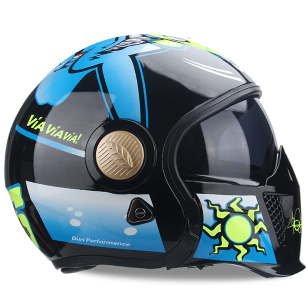 Motorradhelme , Motorrad-Integralhelm, Low Profile, hochklappbarer Fronthelm, for Erwachsene, Männer und Frauen, Straßenrennen, modularer Lokomotiv-Tourenhelm, DOT-zertifizierter Moped-ATV-Persönlichk von Tu Ye