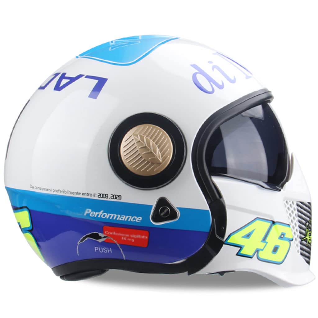 Motorradhelme , Offener Integralhelm for Motorradfahrer, Unisex-Erwachsene, C-Ruiser 3/4-Halbhelm for Roller, DOT-geprüfter Streetbike-Rennhelm, hochklappbarer Fronthelm, neuartiger Kombinations-Moped von Tu Ye