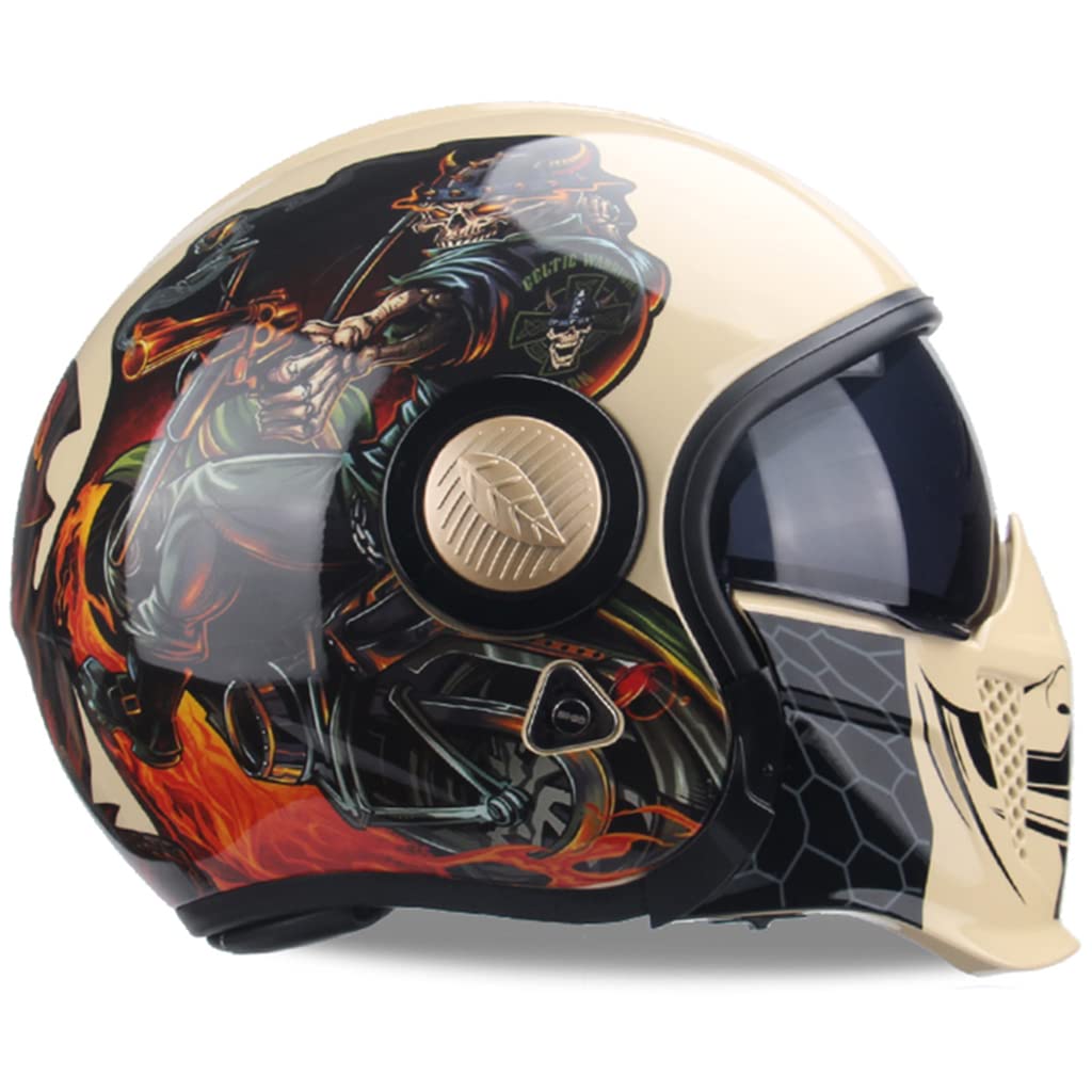 Motorradhelme , Offener Integralhelm for Motorradfahrer, Unisex-Erwachsene, C-Ruiser 3/4-Halbhelm for Roller, DOT-geprüfter Streetbike-Rennhelm, hochklappbarer Fronthelm, neuartiger Kombinations-Moped von Tu Ye