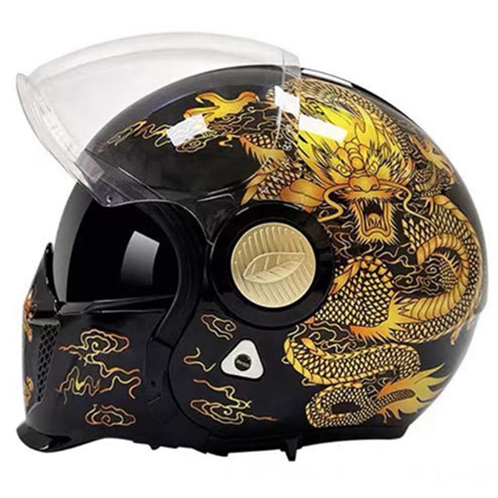 Motorradhelme , Offener Integralhelm for Motorradfahrer, Unisex-Erwachsene, C-Ruiser 3/4-Halbhelm for Roller, DOT-geprüfter Streetbike-Rennhelm, hochklappbarer Fronthelm, neuartiger Kombinations-Moped von Tu Ye