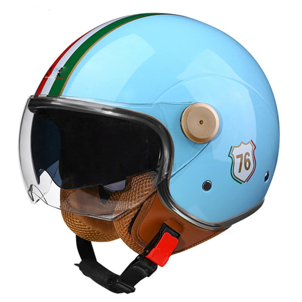 Motorradhelme , Retro-Halbhelm for Motorradfahrer, Damen und Herren, 3/4-Halbhelm mit Doppelvisier, DOT-Zulassung for Moped, C-Ruiser-Scooter(A,Large) von Tu Ye