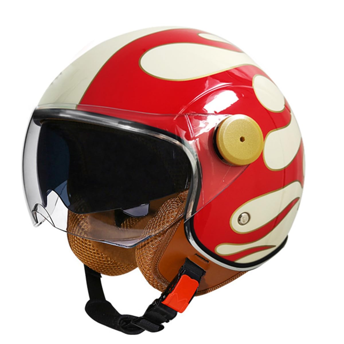 Motorradhelme , Retro-Halbhelm for Motorradfahrer, Damen und Herren, 3/4-Halbhelm mit Doppelvisier, DOT-Zulassung for Moped, C-Ruiser-Scooter(G,Large) von Tu Ye