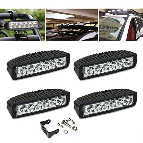 Tubiaz LED Arbeitsscheinwerfer, 18W LED Rückfahrscheinwerfer 12V 24V, LED Scheinwerfer IP67 Wasserdicht Rückfahrscheinwerfer für Trecker KFZ Bagger SUV, UTV, ATV (4 Stück) von Tubiaz