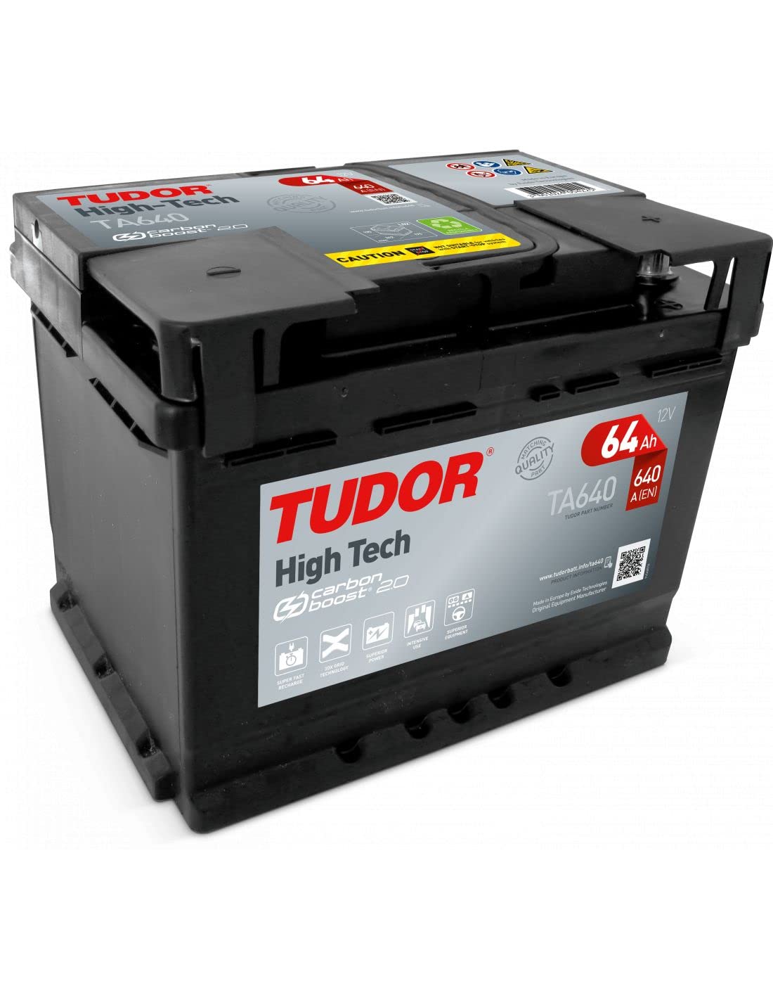 Tudor Exide High-Tech Akku für Auto 64 Ah 12 V 242 x 175 x 190 cm Pluspol rechts von Tudor