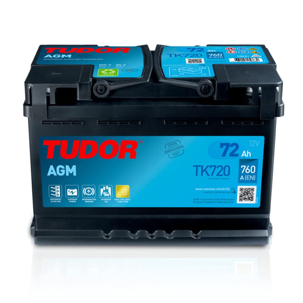 Tudor TK720 Tudor 72Ah 760A AGM Autobatterie passend für Fahrzeuge mit Start-Stop System von Tudor