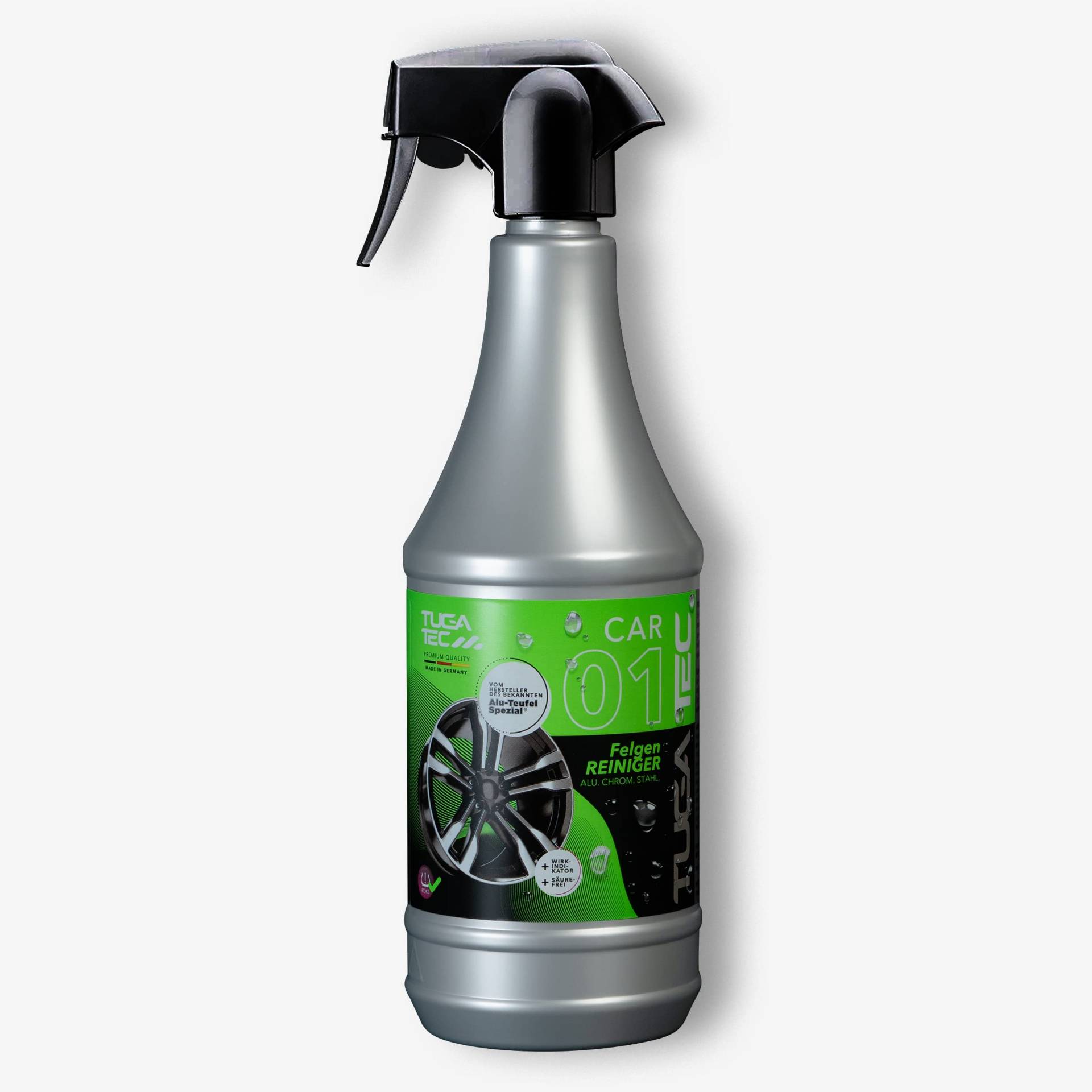 Tuga Tec® 01 Felgenreiniger -1000 ml - Professionelle Reinigung für Chrom-, Stahl- und Alufelgen mit Wirkindikator aus dem Auto Reinigungsset Tuga Tec - Made in Germany von Tuga Tec