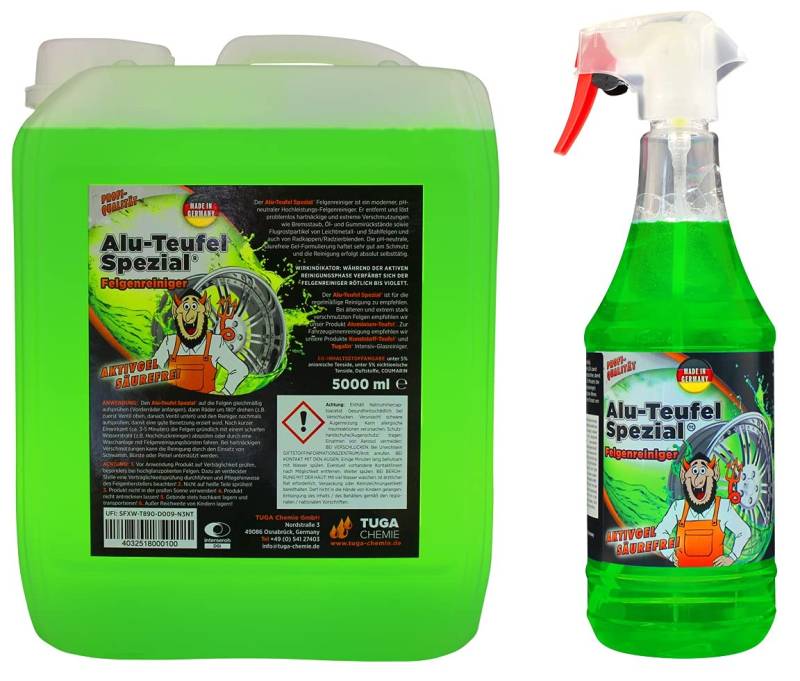 TUGA Alu-Teufel Spezial Felgenreiniger Aktivgel säurefrei GRÜN 1x 1L + 1x 5L von TUGA Chemie