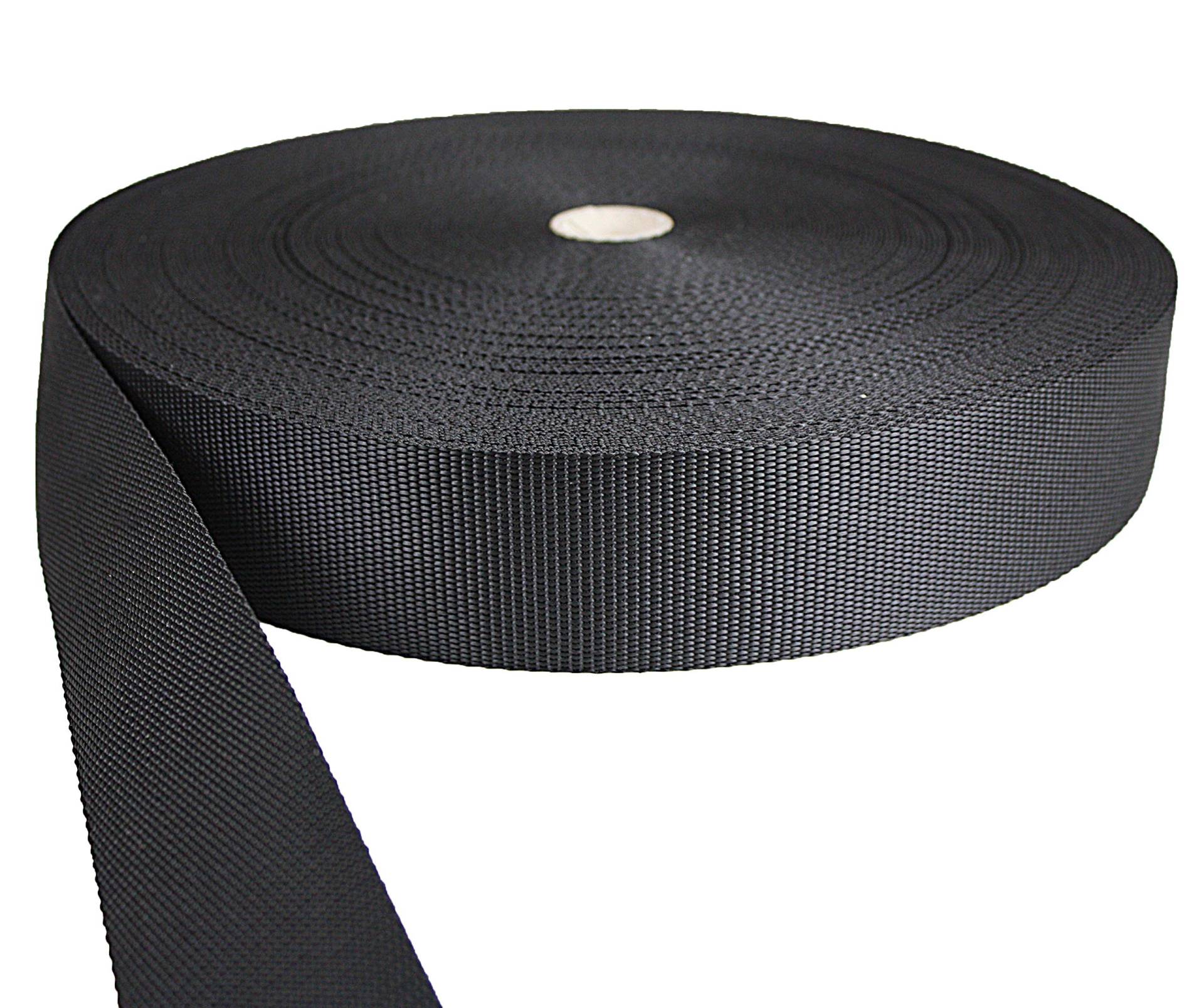 Gurtband Polypropylene schwarz 50mm breit - 50 meter Länge / 5 cm Breite von tukan-tex