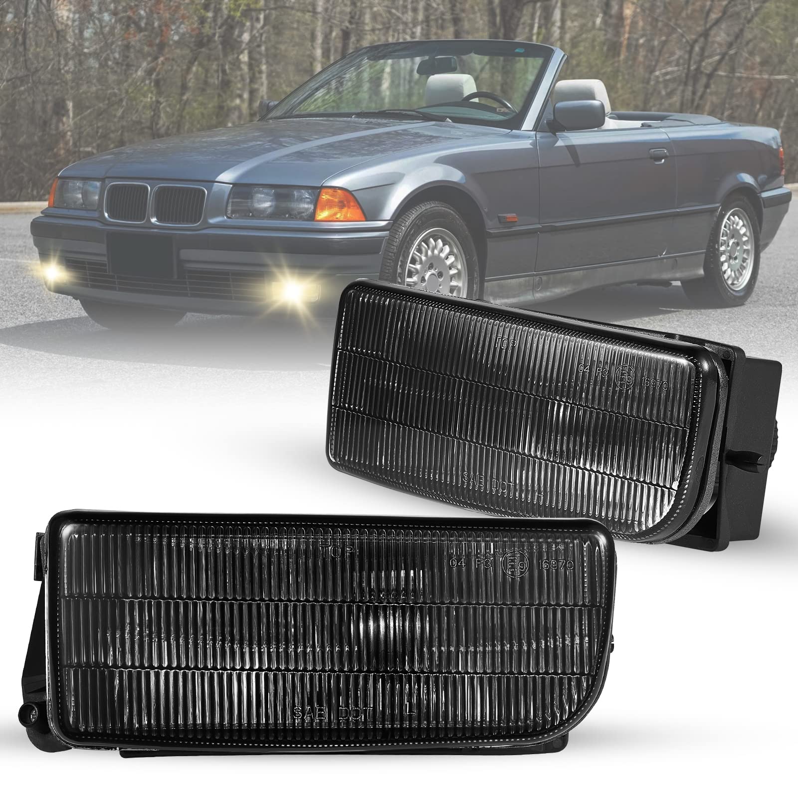 Nebelscheinwerfer für BMW 3er(HB/SDN/WGN) (E36) 09/1990-08/2000 BMW 3er(CPE/CONV)(E36) 10/1991-11/1999 Ein Paar Rauch linse, H1 12V 55W R:63178357390 L:631 78357389 von Tula Motoren