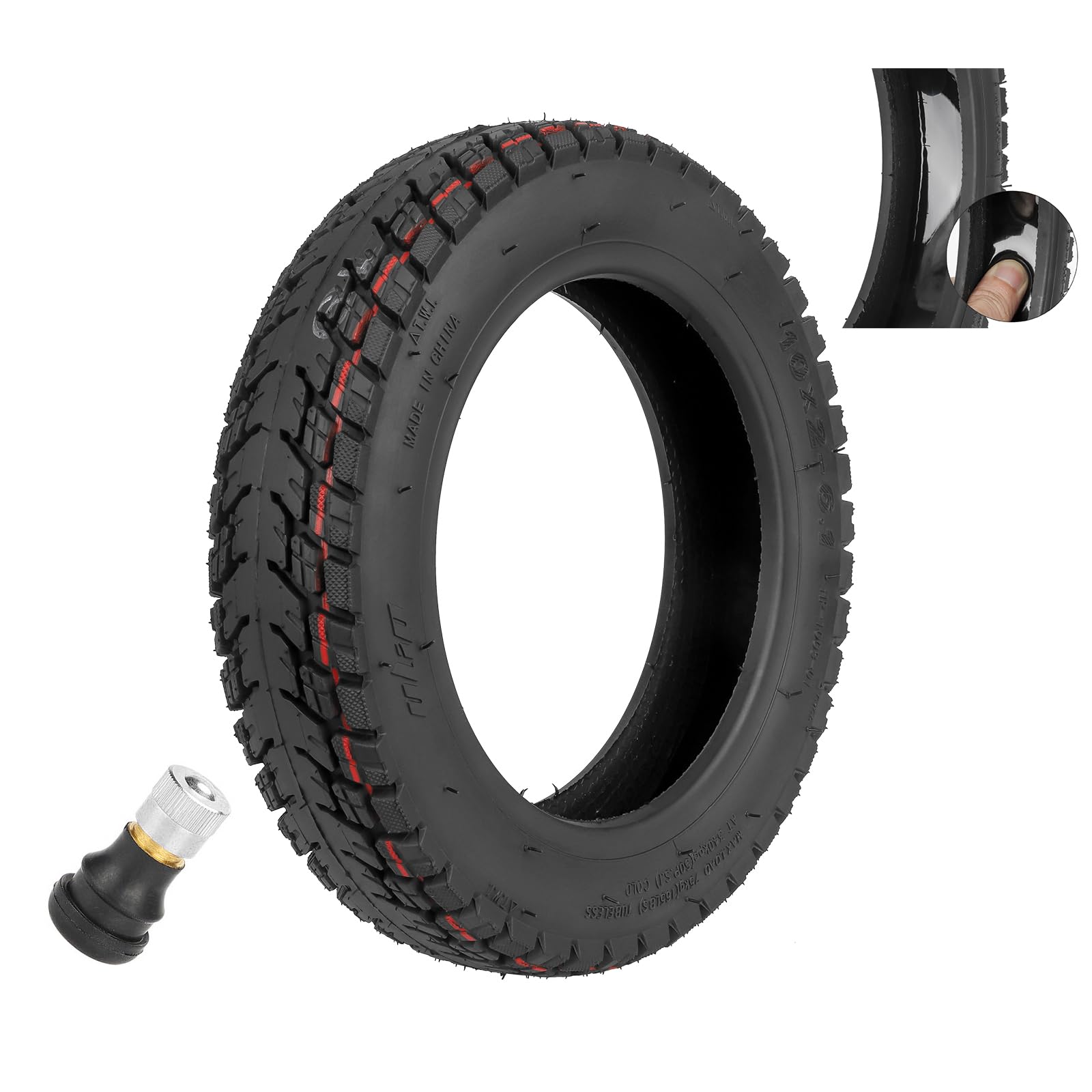 Tumacado 10x2-6.1 E-Scooter Reifen,10 Zoll Offroad Reifen passend für Xiaomi M365/Pro/Pro2/1S/Mi3 E-Scooter,Gummireifen mit hohem Abrieb,schwarz von Tumacado