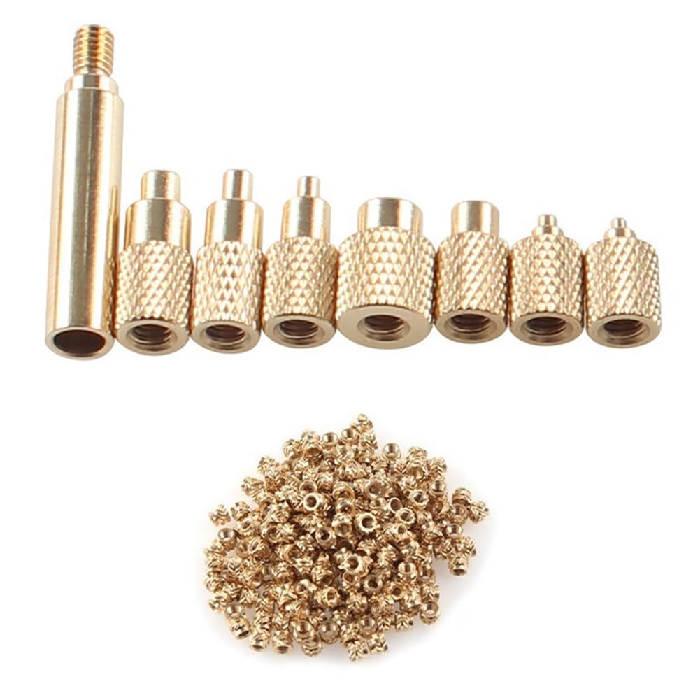 Tumuued Heat Insert Nut Iron Tip Insert Internal Thread M2-M8 Brass Hot Melt Insert Nut Insertion Kit mit 100 Stück M3 Muttern für 3D-Drucker-Zubehör Gold von Tumuued