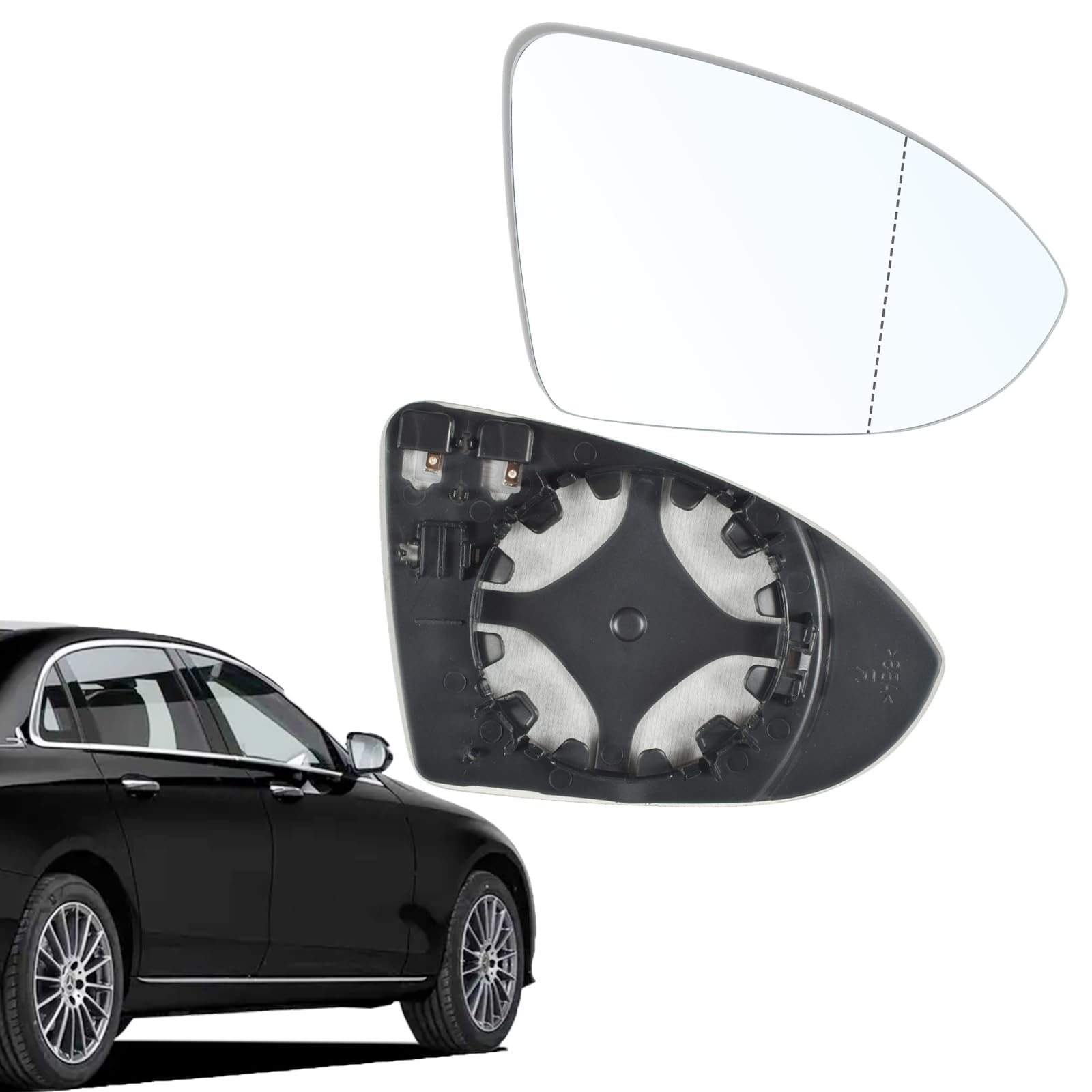 Tundwhite Spiegelglas Golf 7/Jialv/Lingdu, Beheizbar Außenspiegel Konvex mit Trägerplatte (Spiegelglas rechts) von Tundwhite