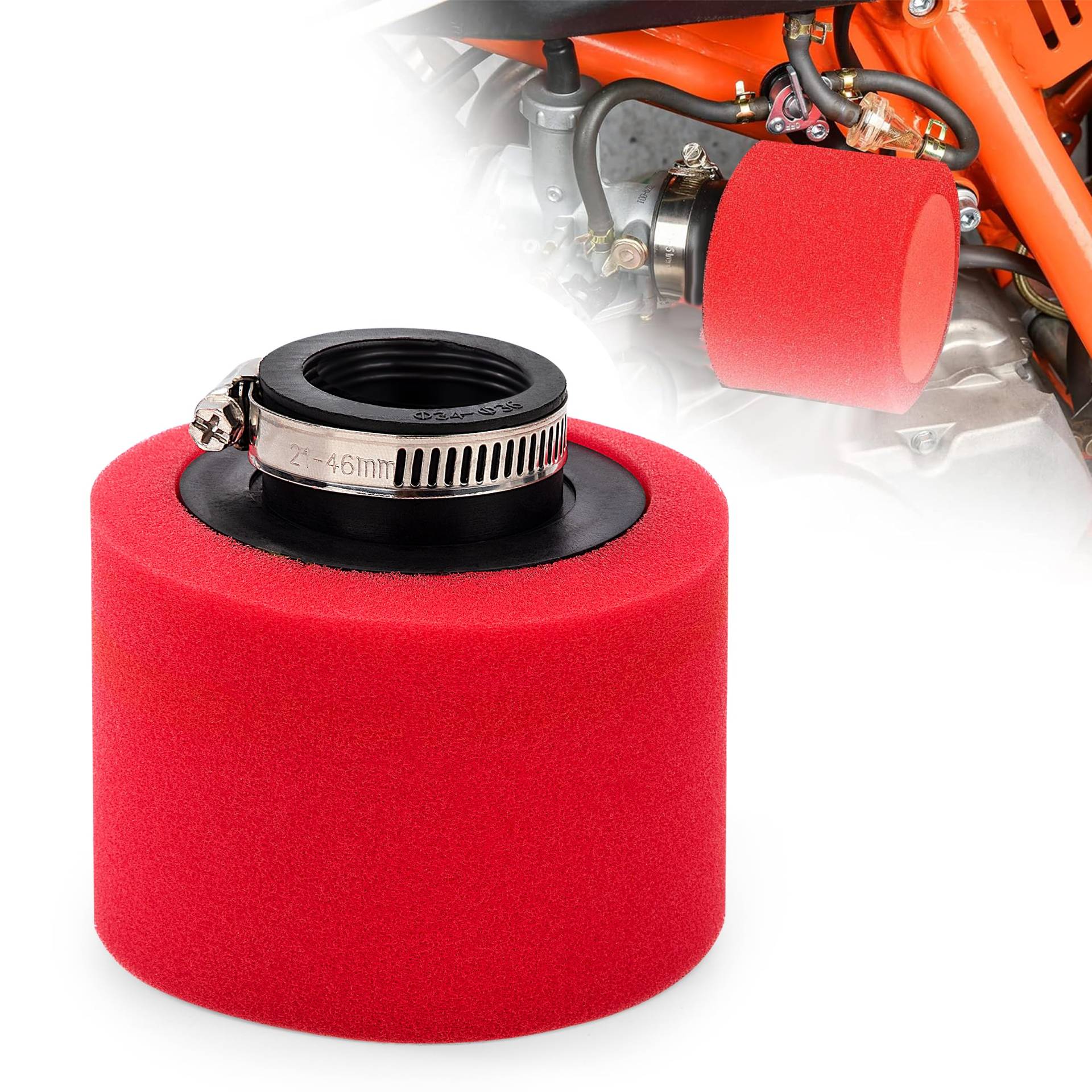 Tunejoy Motorrad Luftfilter Doppelschaum Schwammreiniger 35mm Gerader Mund für 50cc 70cc 90cc 110cc 125cc 150cc ATV Dirtbike GO Kart Quad Scooter Rot von Tunejoy